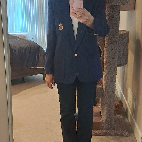 1980's Vintage Stefanie Powers Navy Blue Crested Blazer, Women's Size 6 - Picture 12 of 12